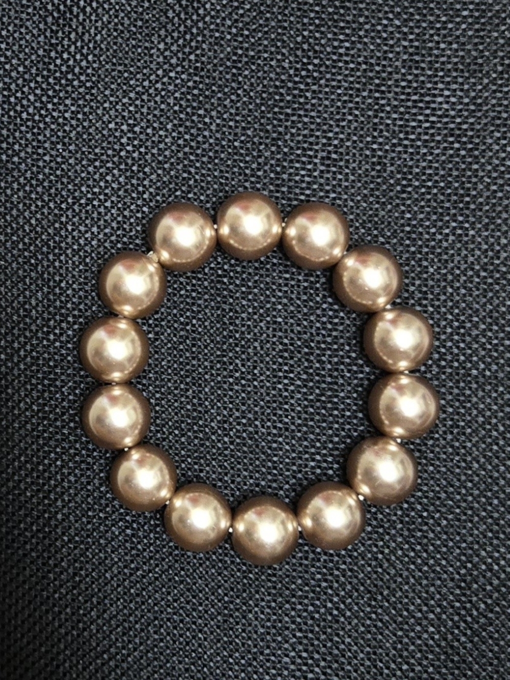 Champagne Gold Beaded Stretch Bracelet Large Round Beads Statement